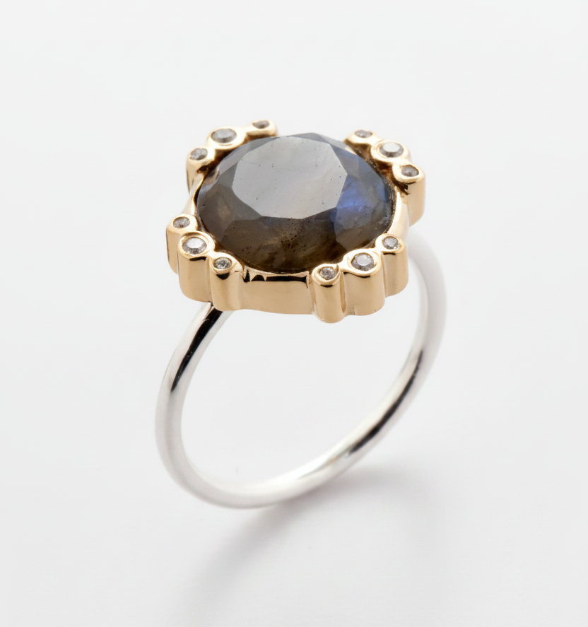 Silver Ring with Labradorite "Growth"