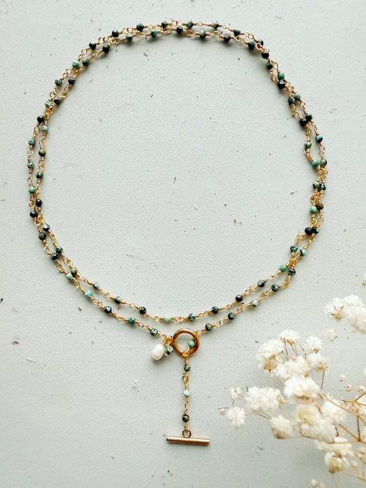 Long Necklace with African Turquoise