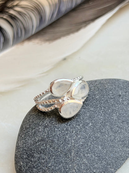 Silver ring with Moonstone "Droplets"