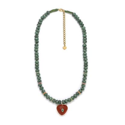 "Heart Energy" African turquoise and carnelian necklace