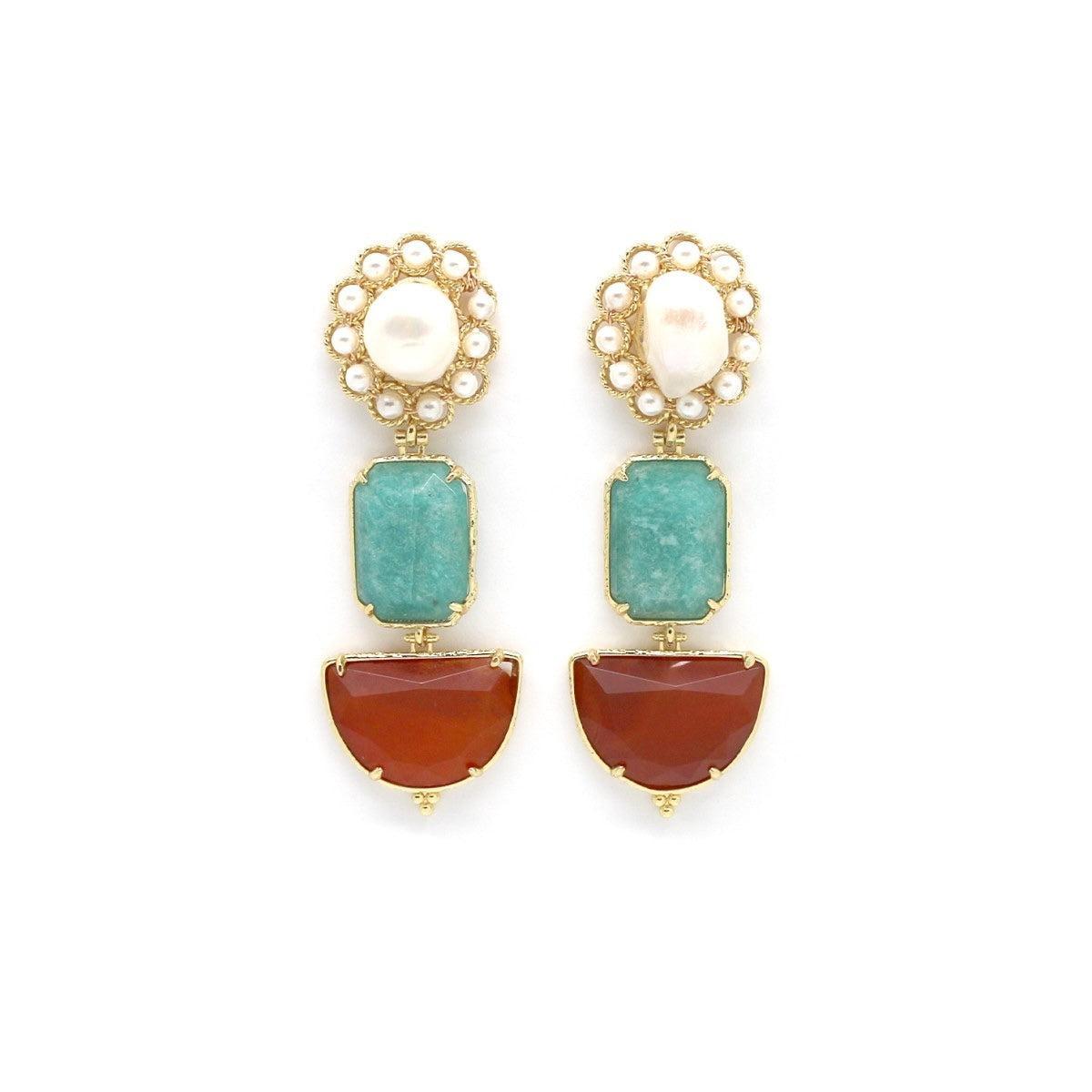 Amazonite and carnelian earrings