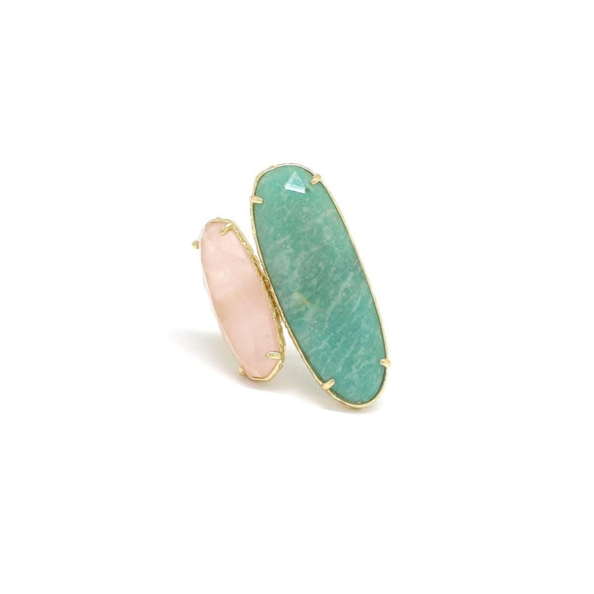 Amazonite and rose quartz ring (size 18-20)