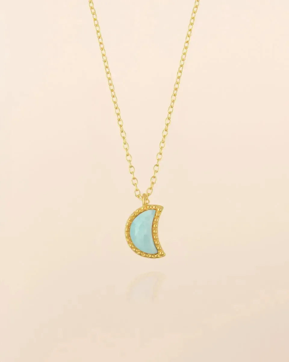 Amazonito kaklo papuošalas "Mėnulis"