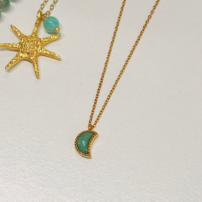 Amazonito kaklo papuošalas "Mėnulis"