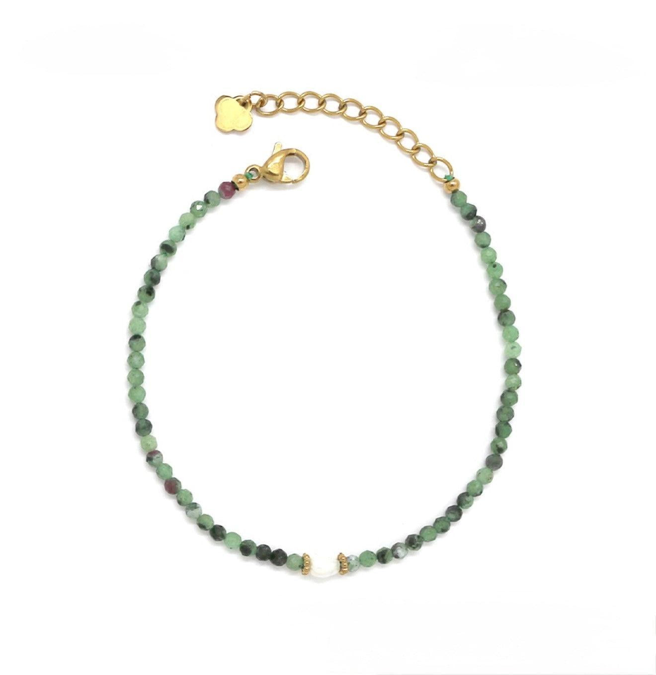 Bracelet with ruby zoisite crystals