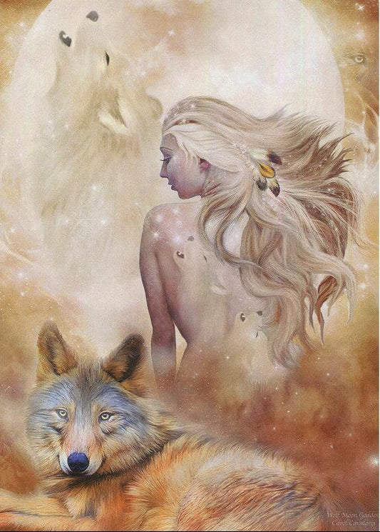 Atvirukas su voku "Moon Goddess Wolf" (tuščias)