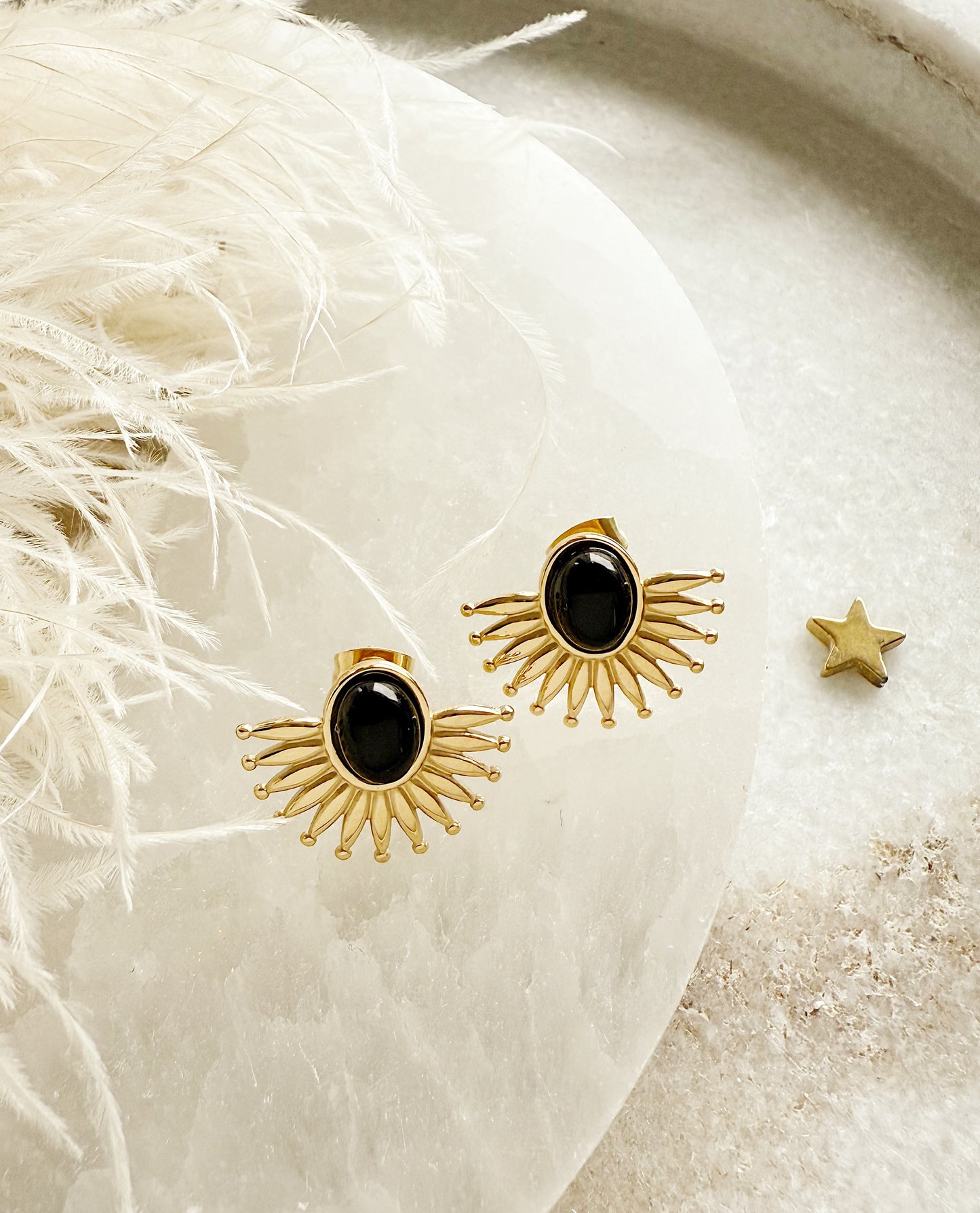 Earrings “Onyx Sun”