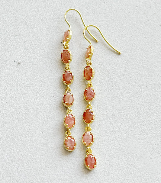 Auskarai su Rodonito kristalais