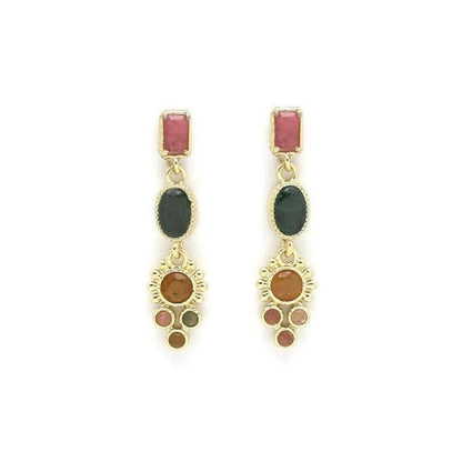 Earrings with rhodonite crystals