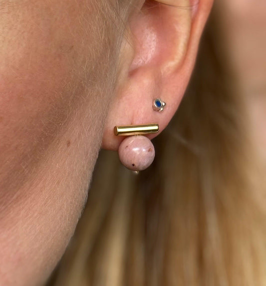 Earrings with Rhodonite crystals
