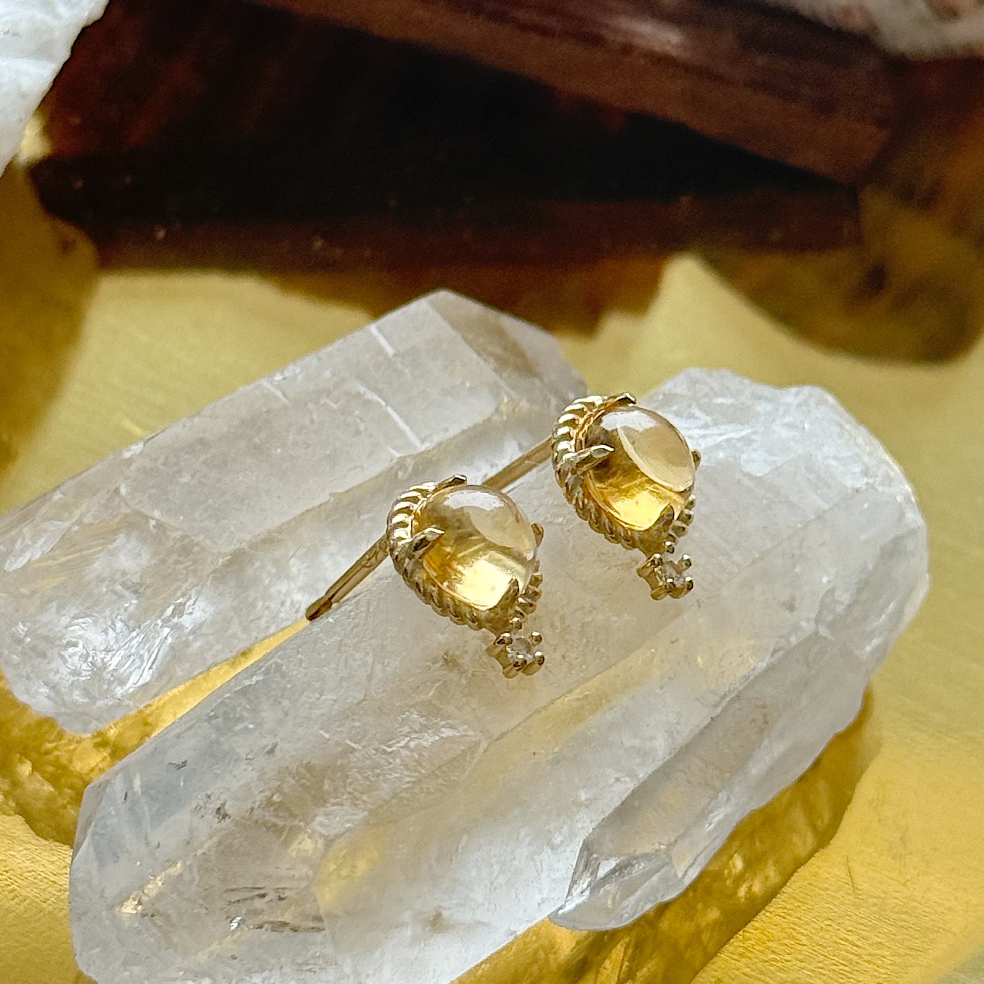 Auskarai su citrino kristalais "Energija"