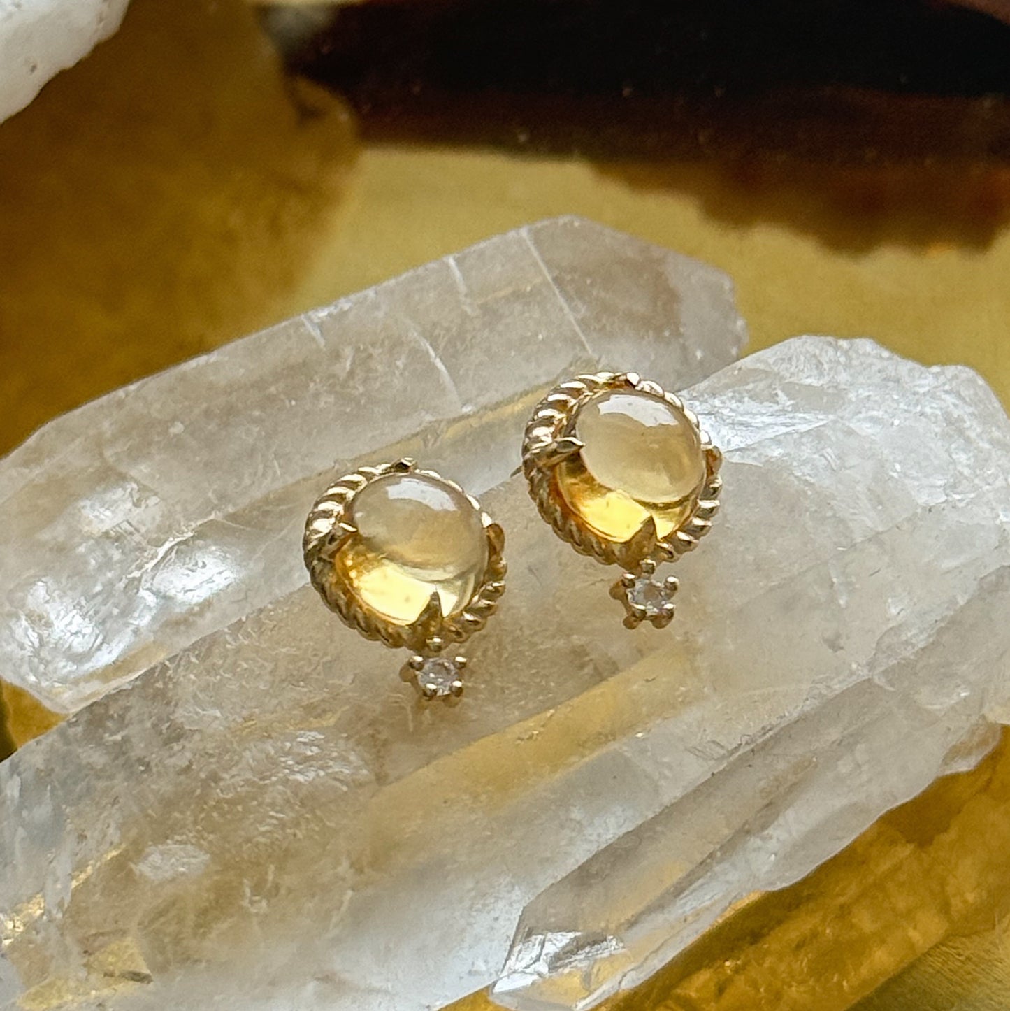 Auskarai su citrino kristalais "Energija"