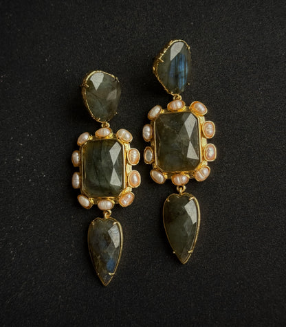 Auskarai su labradoritu "Karališki"