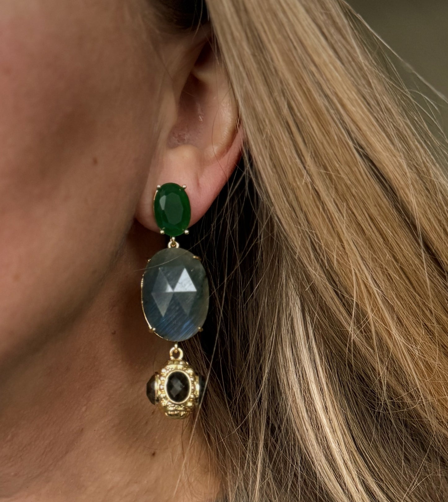 Auskarai su labradoritu "Potencialas"