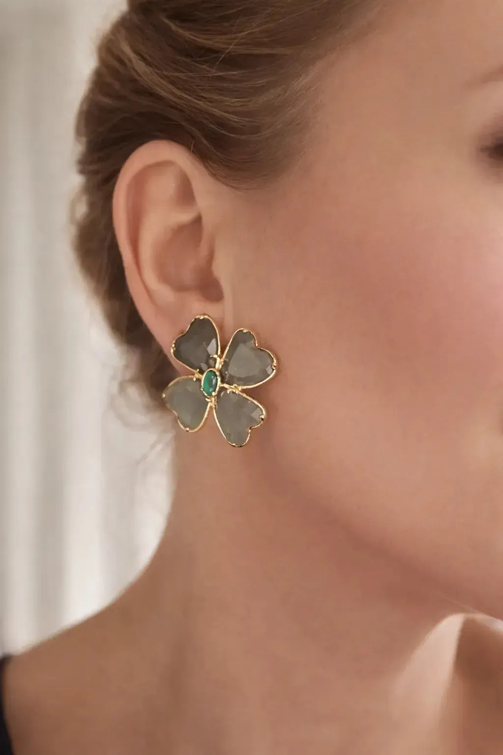 Auskarai su labradoritu "Sėkmės ženklas"