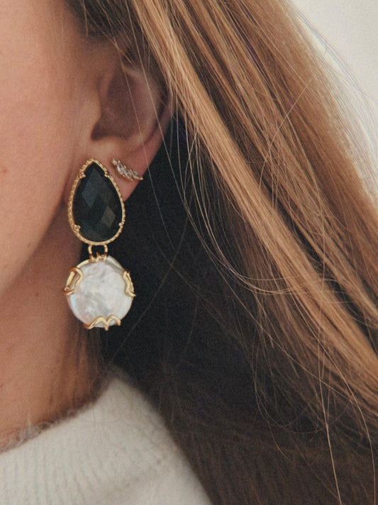 Auskarai su lazuritu ir perlu