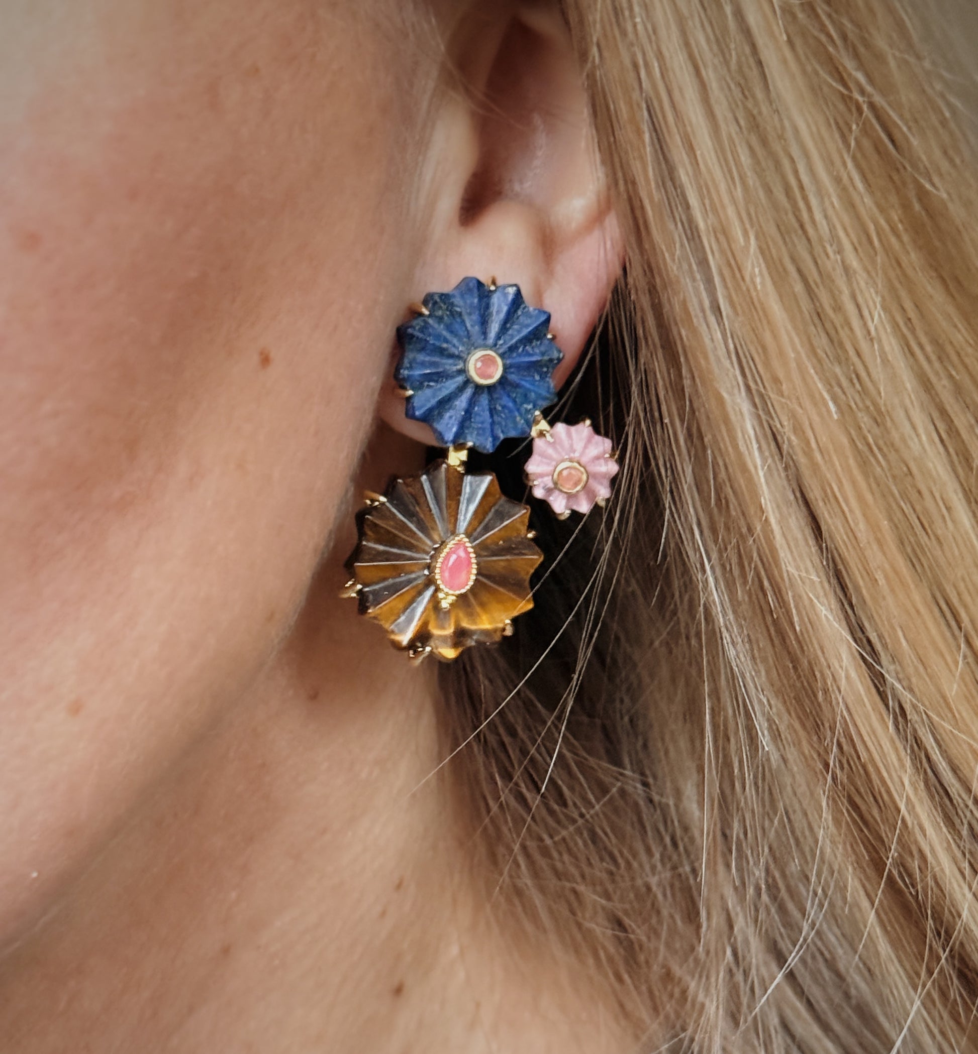 Auskarai su lazuritu ir tigro akimi "Žaidimas"