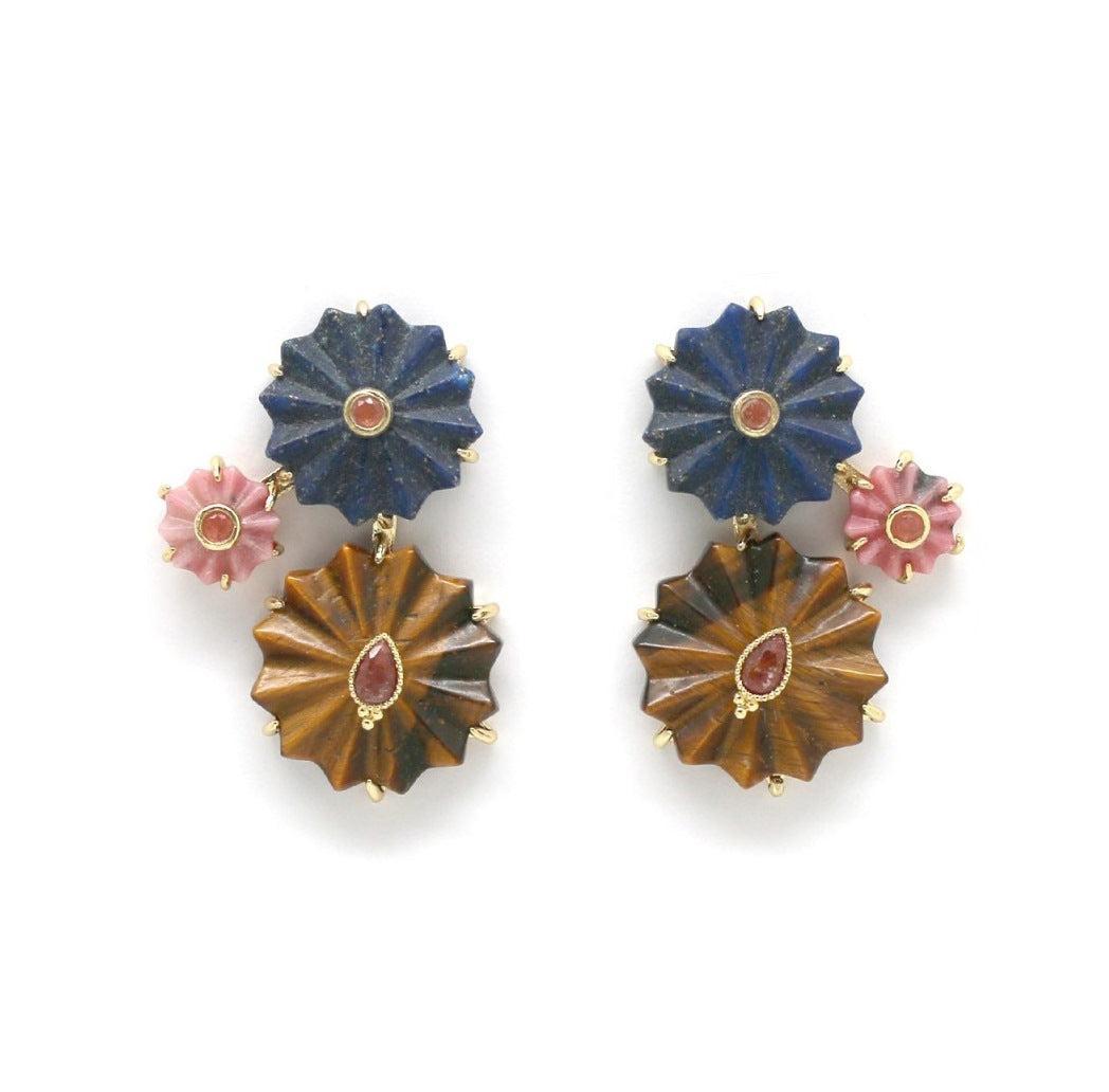 Auskarai su lazuritu ir tigro akimi "Žaidimas"