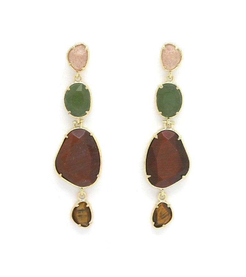 Auskarai su raudonojo tigro akies kristalais