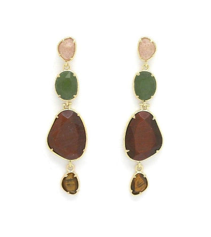 Auskarai su raudonojo tigro akies kristalais