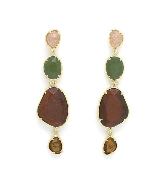 Auskarai su raudonojo tigro akies kristalais