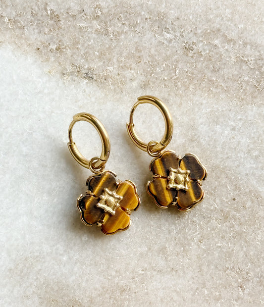 Auskarai su tigro akies kristalais "Fortūna"