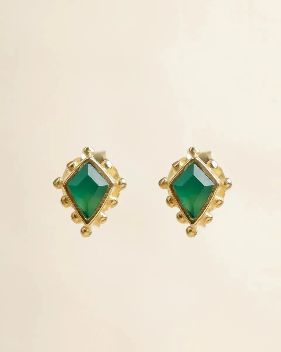 Auskarai su žaliuoju agatu