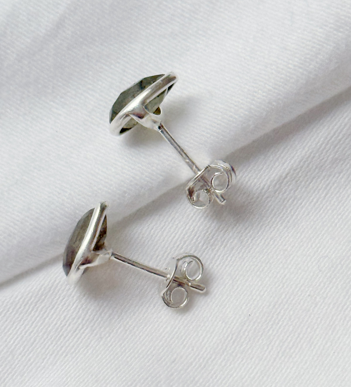 Mini silver earrings with labradorite "Droplets"