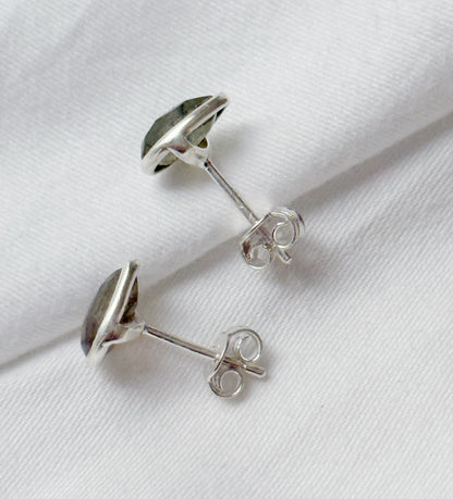 Mini silver earrings with labradorite "Droplets"