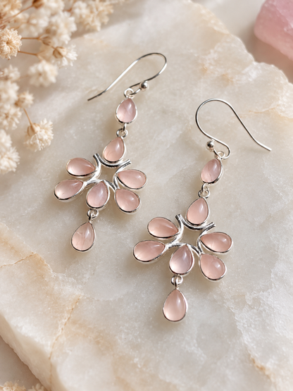 Silver earrings with rose quartz
