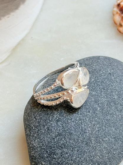 Silver ring with Moonstone "Droplets"