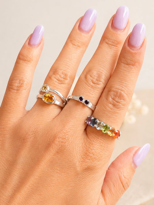 Silver ring with Citrine "Duo"