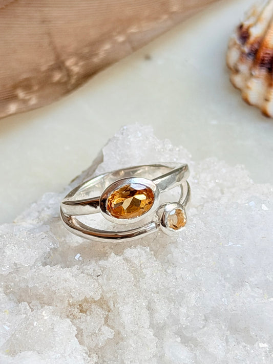 Silver ring with Citrine "Duo"