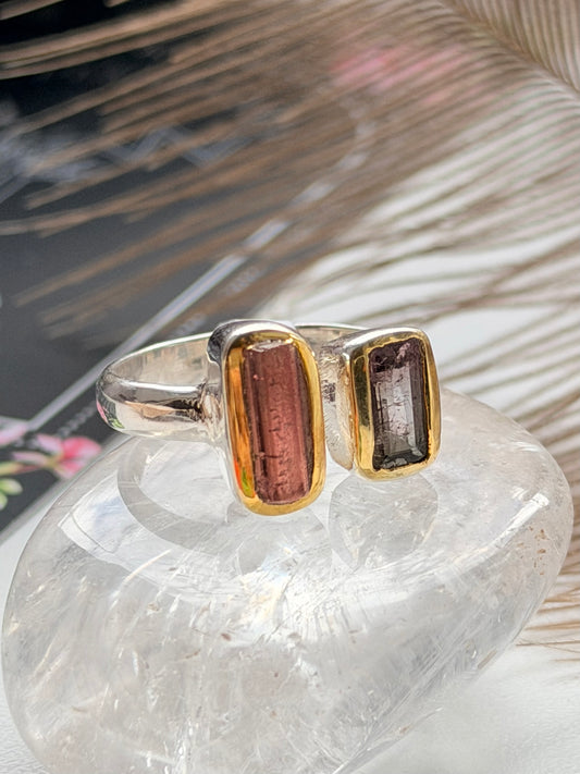 Sidabrinis žiedas su arbūziniu turmalinu / 22 dydis