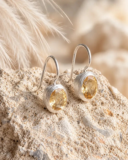 Silver earrings with citrine crystals