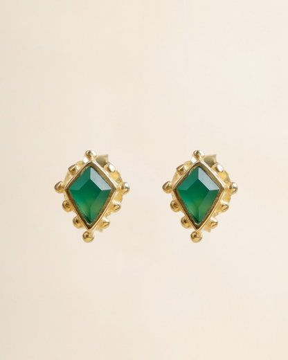 Auskarai su žaliuoju agatu