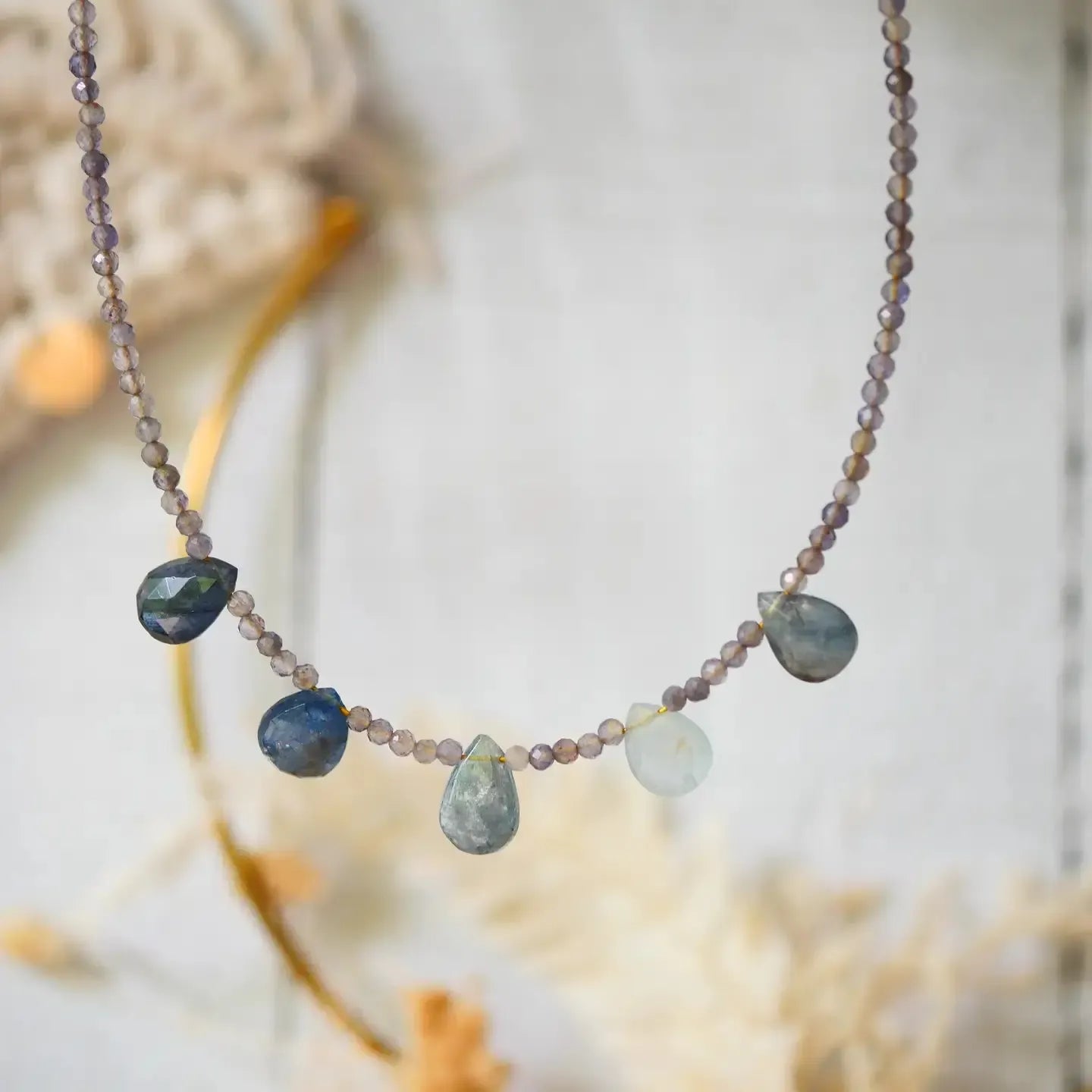 Iolite and aquamarine necklace