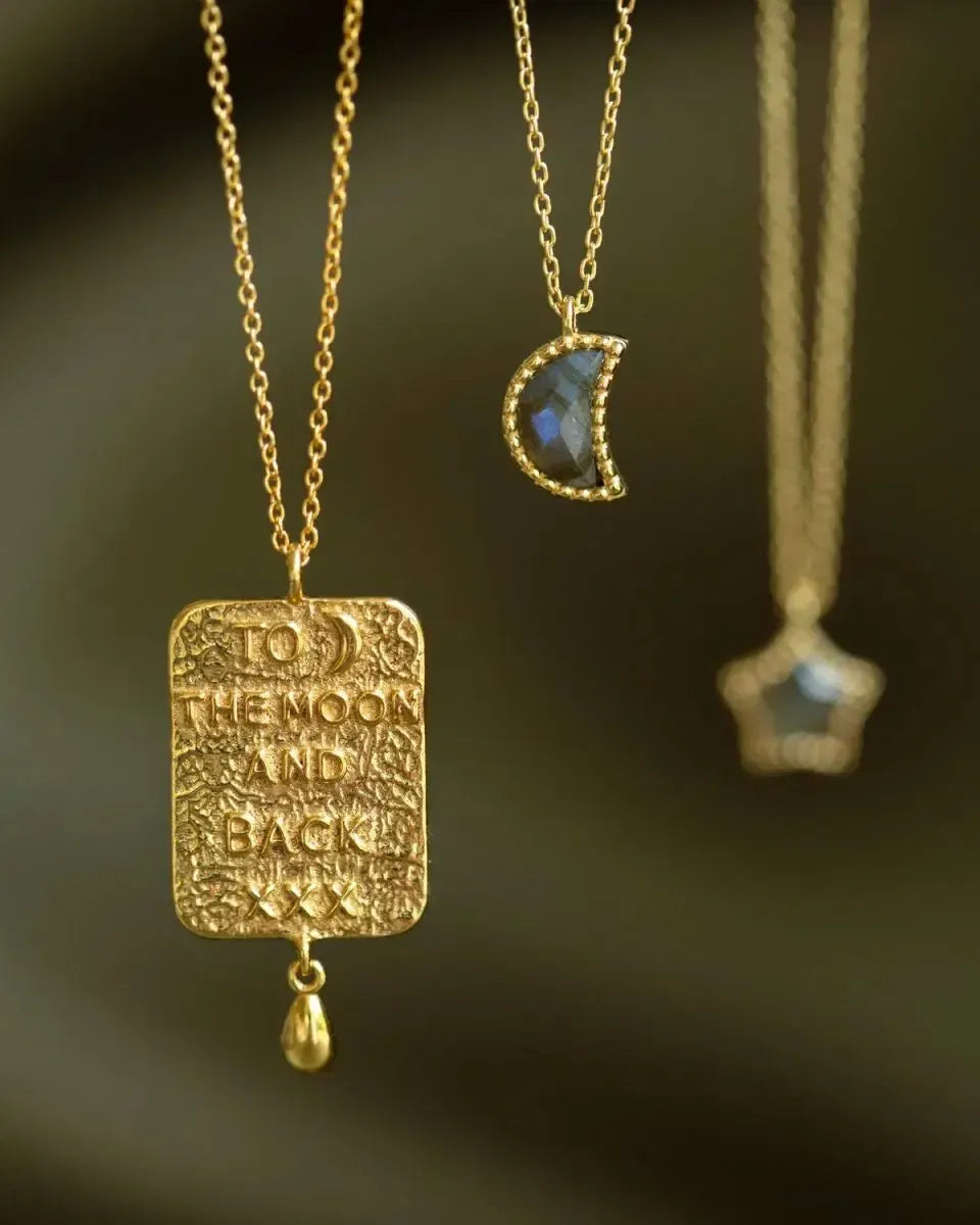 Kaklo Papuošalas su labradoritu "To the Moon and back”