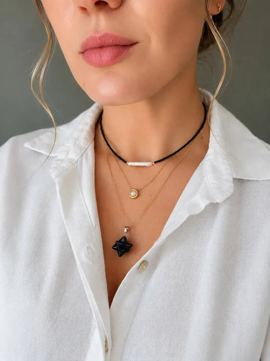 Onyx and pearl necklace
