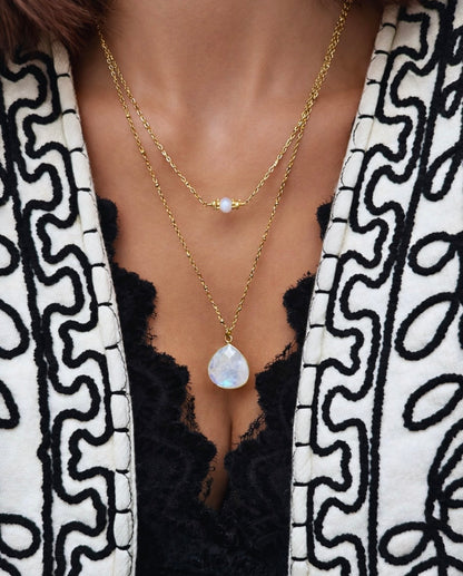 Kaklo papuošalas su Mėnulio akmeniu