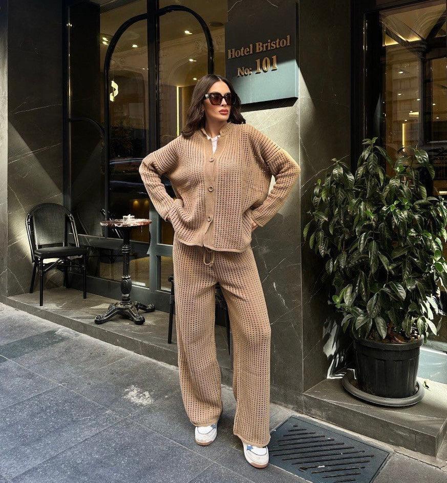 Pants and blouse set "Caramel Journeys"