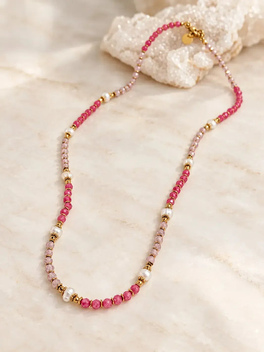 Crystal and pearl necklace