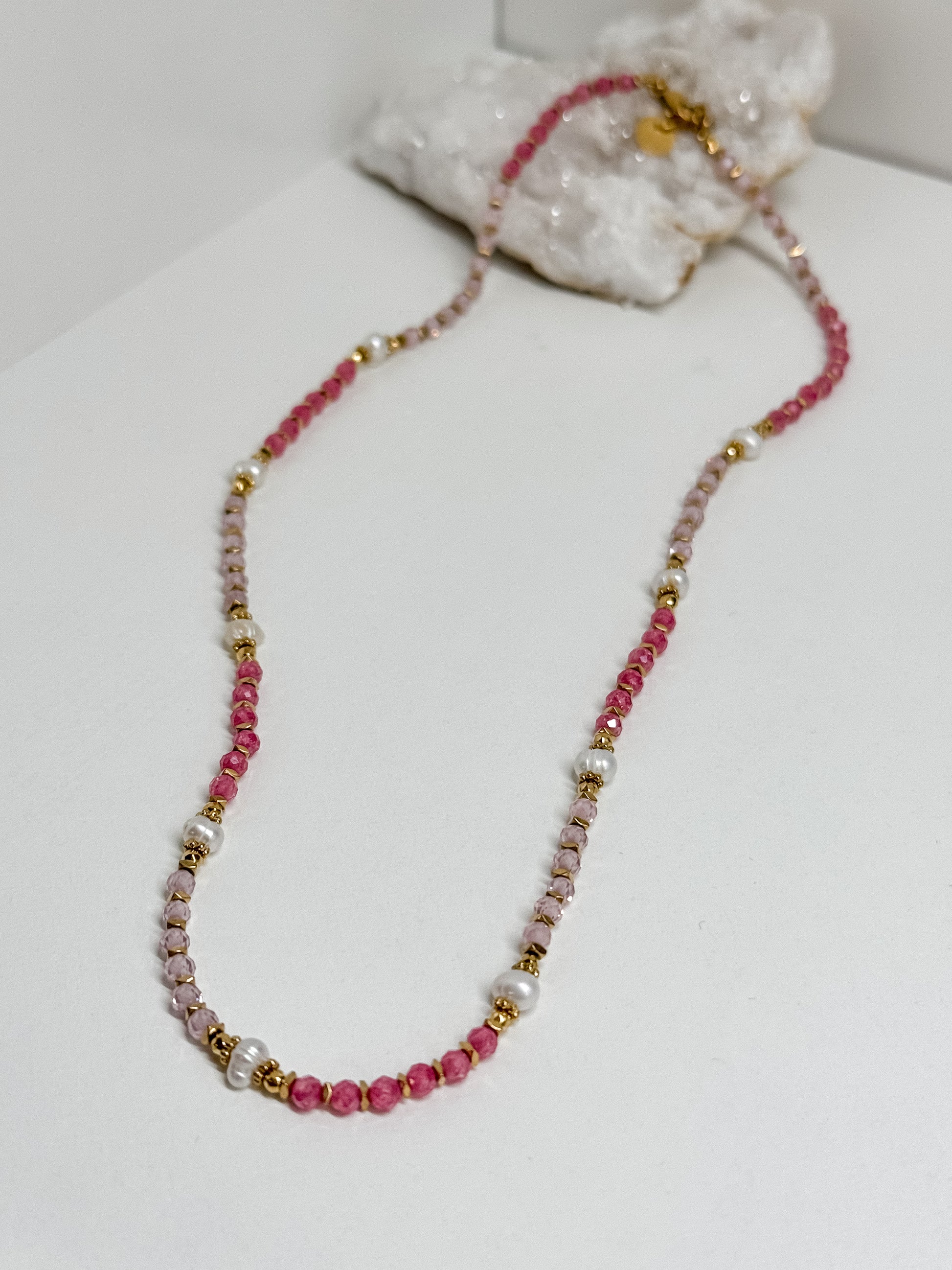 Crystal and pearl necklace