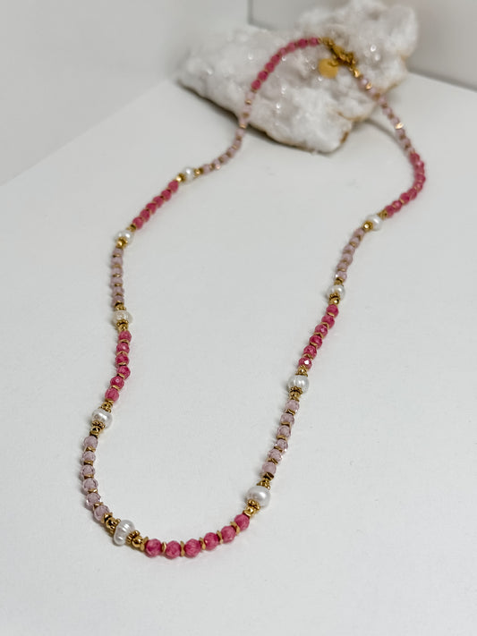 Crystal and pearl necklace