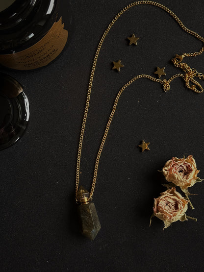 Labradorite necklace - perfume bottle