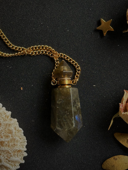 Labradorite necklace - perfume bottle