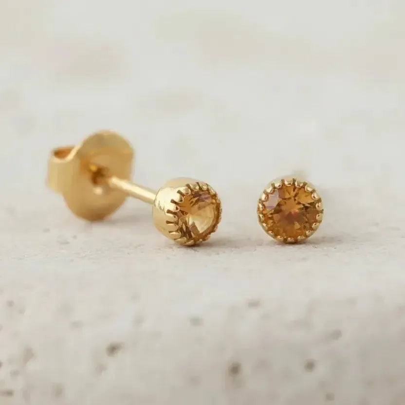 Mini auskarai su citrino kristalais "Kibirkštis"