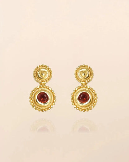 Mini auskarai su granato kristalais “Meilė”