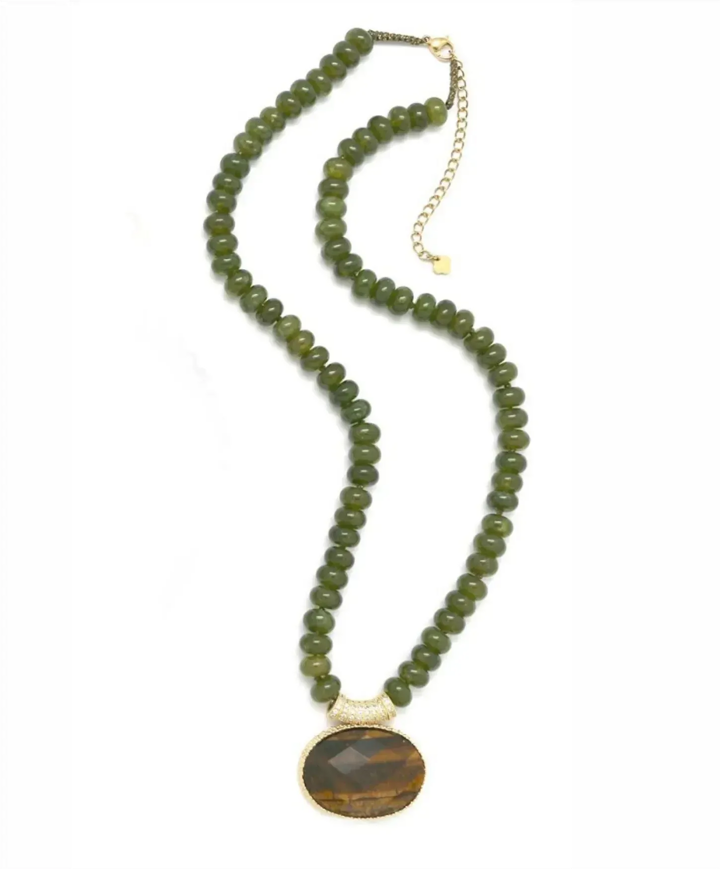 Nefrito ir tigro akies kaklo papuošalas