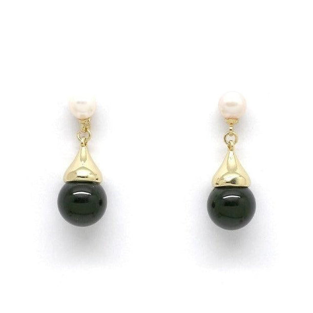 Onyx and pearl earrings